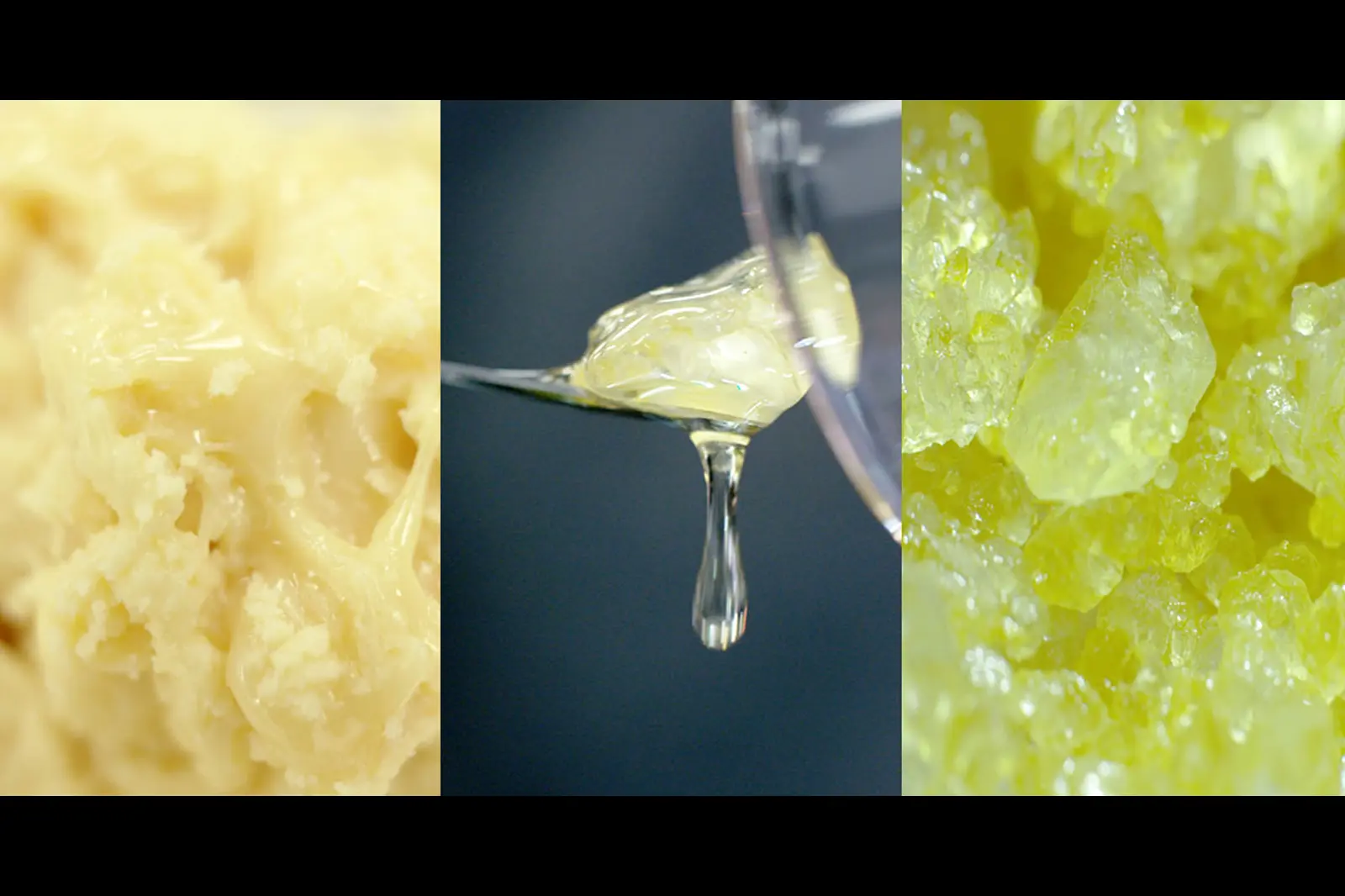 Cannabis concentrates — badder, live resin sauce, and diamonds